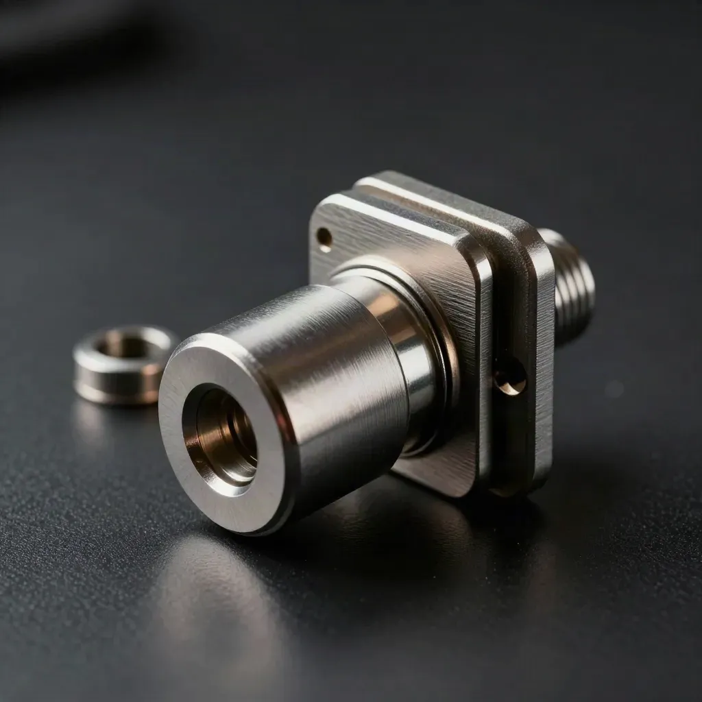 Deadbolt core close-up on matte black with cool rim light, haze, and steel reflections.